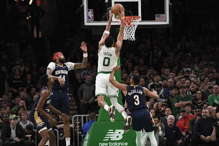 Jayson Tatum Dunks Over Pelicans